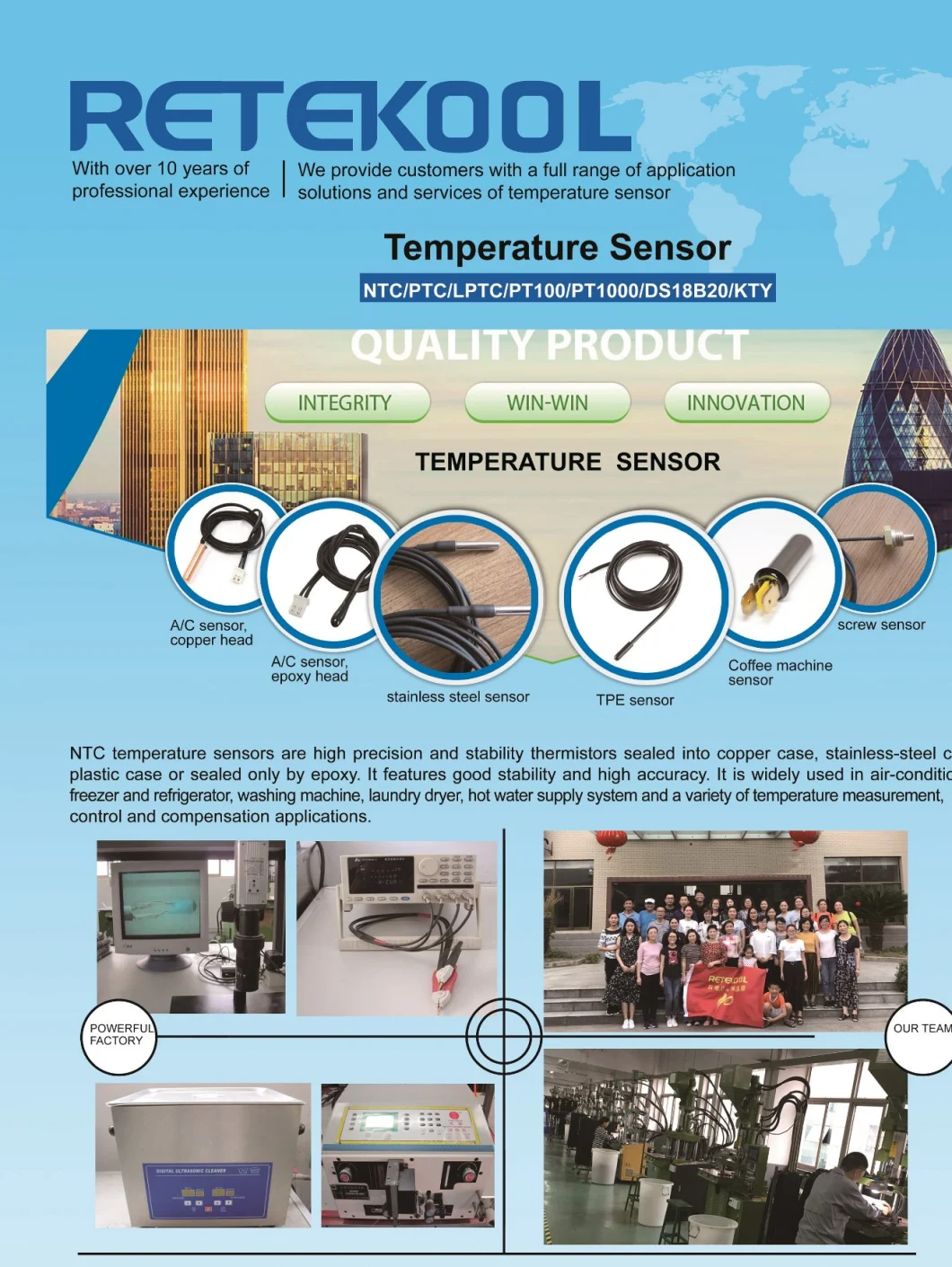 PT100 High Temperature Rtd PT100 Temperature Sensor