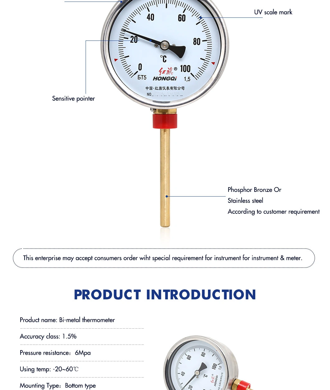 Industrial-Grade Bi-Metal Thermometer