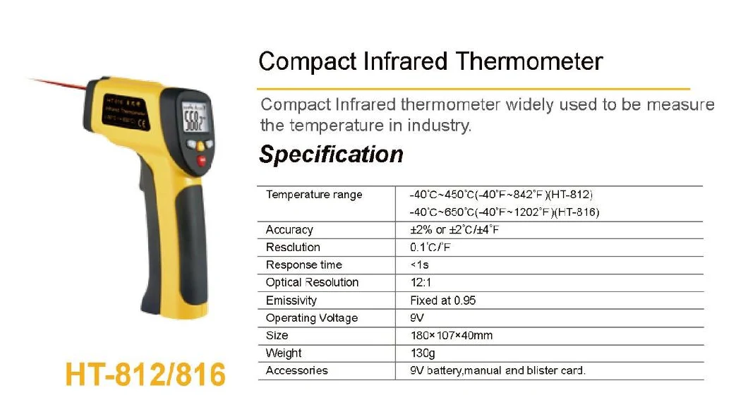 Modern and Compact Infrared Thermometer Digital Industrial Infrared Thermometer