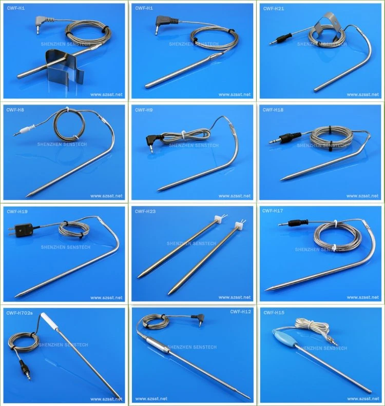 Flat Probe Food Safe Stainless Steel Braided Wire Rtd Temperature Probe